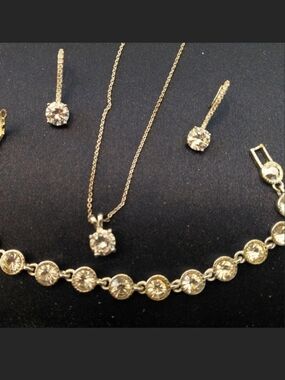 Classic Silver-Tone Cubic Zirconia Necklace, Bracelet & Earring Set